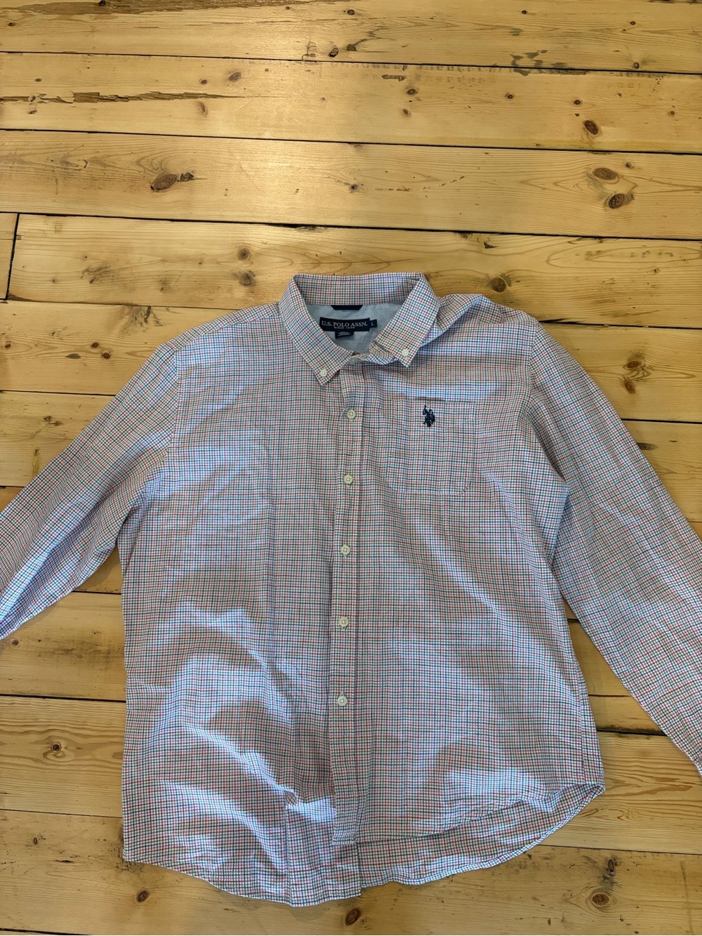 U.S. Polo Assn. Men’s Blue,Red,Green Check Button-Down Shirt